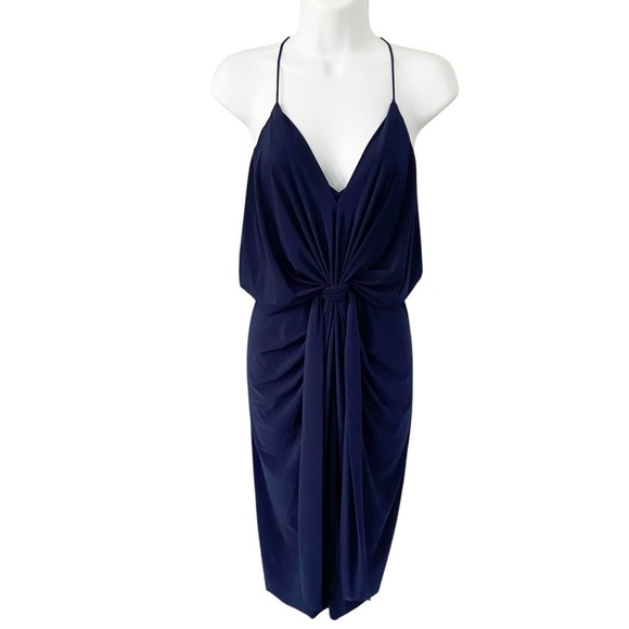 T-Bags Los Angeles Draped Midnight Blue Cocktail Dress Misa size Small - Picture 2 of 10